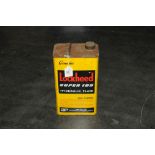 Tin of hydraulic fluid