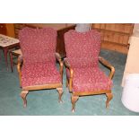 Two upholstered armchairs