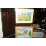 Lake District oil painting and a print of sheep