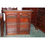 19th century wall shelf with glazed doors (top of bureau bookcase)