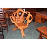 A natural form wood chair
