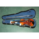 Cased violin and bow