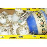 Part tea set and a jardiniere