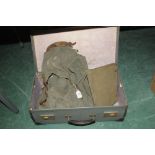 Vintage rucksack with map case and a suitcase