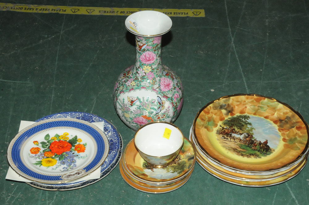 Selection of decorative plates and vase