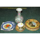 Selection of decorative plates and vase