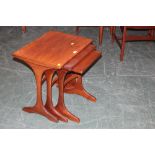 Set of three mid century teak nest of tables