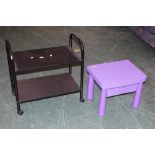 Black ash effect trolley and purple table