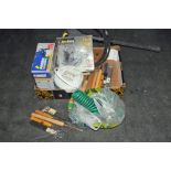 Box of hand tools, angle grinder,