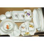 Box of Royal Worcester Evesham pattern tea and dinnerware,