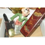 Lacquered box, vintage toy, glass case,