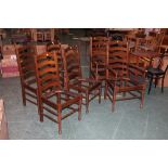 Six ladderback chairs,