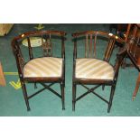 Pair of Edwardian inlaid corner chairs