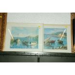 Pair of Harbour Scene prints