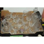 Box of cut glass and crystal goblets, wine glasses,