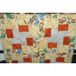 Patchwork quilt with motorbike and moped design