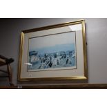 A framed and mounted Helen Bradley print of pier scene