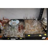 2 boxes of mixed glassware, a Royal Doulton Bora Bora collector's plate,