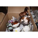A box of mixed ceramics and glass,