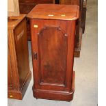 A Victorian figured mahogany bedside cupboard,