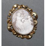 A 19th century gilt metal oval cameo brooch (with repair)