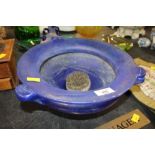 A blue mottled art glass bowl