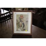 A framed and mounted caricature print