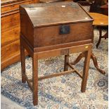 A 18th century oak bible box on stand,