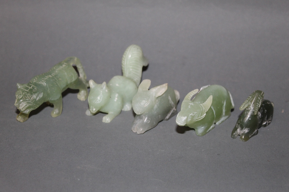 5 carved jade animals