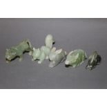5 carved jade animals
