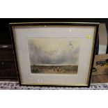 An early 20th century framed and mounted print of a pastoral scene