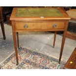 An Edwardian mahogany desk with tooled leather writing surface, ebony strong drawer,