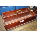 A mahogany 2 division flatware tray