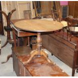 A 19th century oak tile topped tripod table