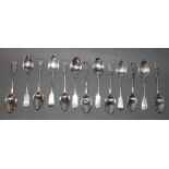 A set of 7 Victorian silver fiddle and shell teaspoons by Lister and Sons Newcastle 1846 ( engraved