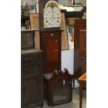 A 19th century oak cased 8 day longcase clock with painted dial, pendulum and two weights,