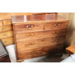 A 19th century figured mahogany 2 over 3 chest of drawers raised on bracket feet,