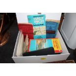 A box of old county maps and post cards,
