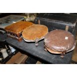 A group of 3 19th century stools to include 2 oval Victorian stools