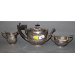A Victorian silver harlequin bachelor's tea service of matching gadrooned design,