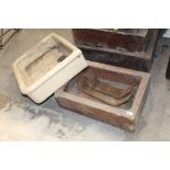 A vintage ceramic sink basin and sold together with a rectangular trough