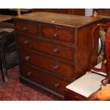 A mahogany inlaid 2 over 3 chest of drawers with wooden knob handles measuring 100 cm tall x 105 cm