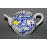 A Chinese blue and white porcelain teapot decorated with leaves (slight chipping to spout)