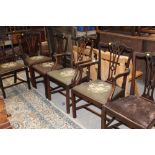 A group of 6 19th century Chippendale style dining chairs with drop in seats
