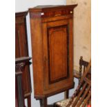 19th century country inlaid corner cabinet on stand measuring combined height 173 cm