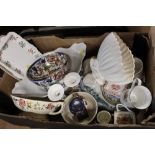 A box of mixed ceramics, to include commemorative ware, Japanese ironstone bowl,