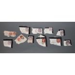 9 franked Victorian penny stamps and 4 ditto half penny stamps