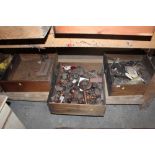 4 drawers of castors, nails,