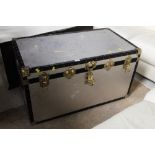 A vintage metal studded trunk,