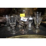 A small group of fern and other etched glasses